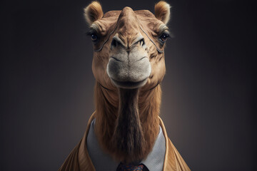 portrait of a camel  in a business suit, generative ai