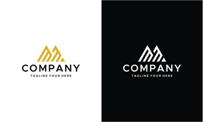 Letter M logo MM design. Line creative minimal monochrome monogram symbol. Premium business logotype. on a black and white background.