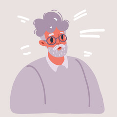 Vector illustration of Elderly man. Old man's face with glasses. Granddaddy face