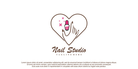 Nail polish logo with creative design unique element icon vector illustration