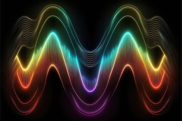Illustration with bright sound waves, colorful waves. Generative AI