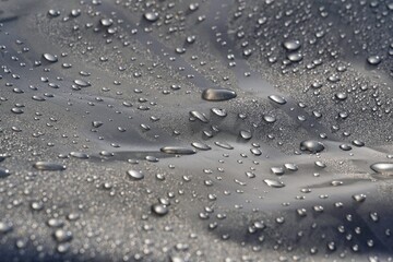 Background with rain drops on a plastic foil. There is are reflections of sun in the water drops. 