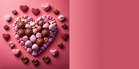 Sweet Valentine's Day Banner. Generative AI.