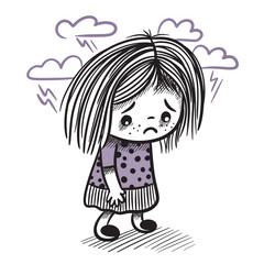 Children’s Mental Disorders vector illustration. A child with mental health problems. 