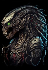 An alien with a humanoid form and a symbiotic suit that enhances its endurance.. Generative ai