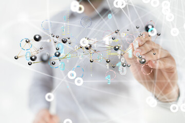 Business intelligence analyst dashboard on virtual - 3D digital
