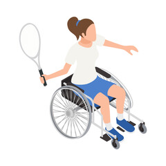 Wheelchair Girl Tennis Composition