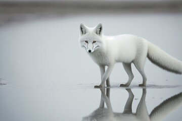 Arctic Fox Stock Photo, Wildlife Photography. Generative Ai