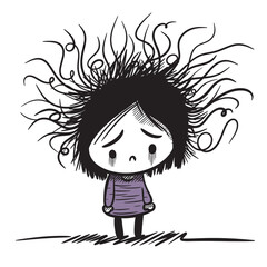 Children’s Mental Disorders vector illustration. A child with mental health problems. 