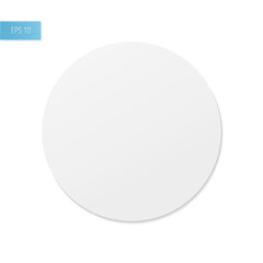 Paper round realistic sticker on a white background. Round sheet for notes. Realistic advertising tag. Vector illustration