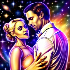 Couple of lovers dancing to celebrate valentine's day