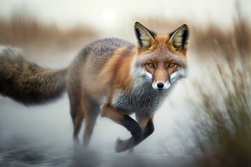 Fototapeta premium Fox Stock Photo, Wildlife Photography. Generative Ai