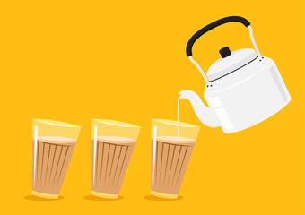 Indian hot drink vector. Indian chai icon. Chai is Indian drink. Kettle vector.