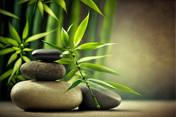 Spa background with stones and bamboo