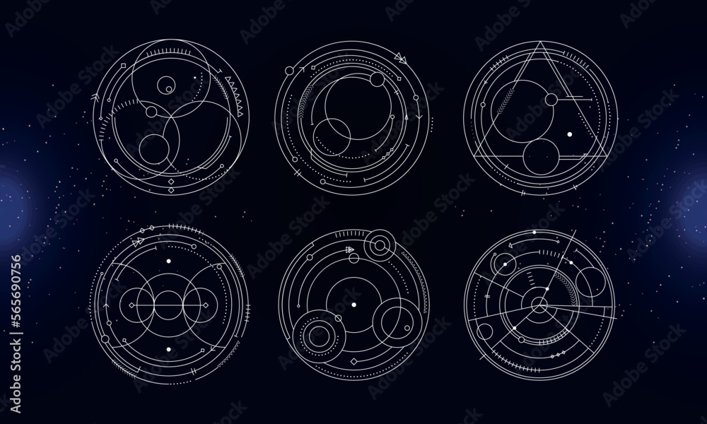 Sticker set of tribal user interface elements. sacred geometry. vector illustration eps10