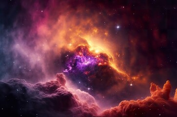 Die Galaxie mit Sternen, Nebel und Wolken. Abbild vom Universum, mit faszinierendem Energiefeld der göttlichen Energie. KI generiertes Hintergrundbild