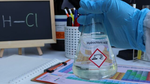 Hydrochloric acid in glass