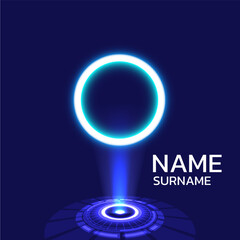 Circle frame name card business technology modern design