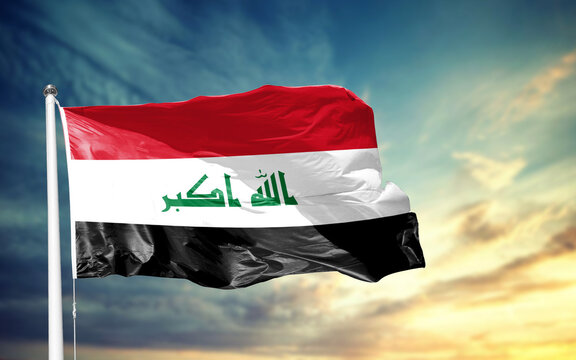 National Flag Of Iraq Baghdad Saddam Hussain Shia Sunni Islamic Arab Freedom Independence Gulf War October 3 Pride Federal Sunrise Dawn Hope New Beginning Start Background 