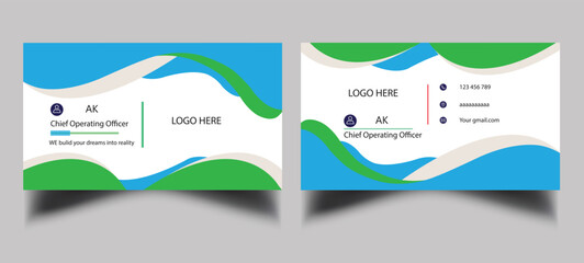 Fototapeta premium Business card design set template for company corporate style. green and cyan color. Vector illustration. 