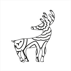 Mandala deer coloring page for kids and adult