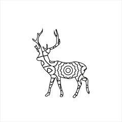 Mandala deer coloring page for kids and adult