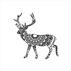 Mandala deer coloring page for kids and adult