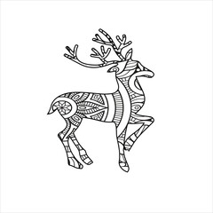 Mandala deer coloring page for kids and adult