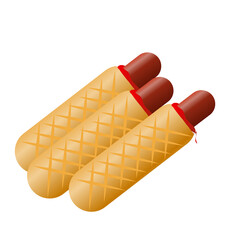 French Hot Dog illustration isolated on white