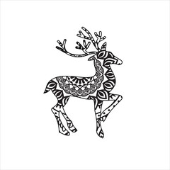 Mandala deer coloring page for kids and adult