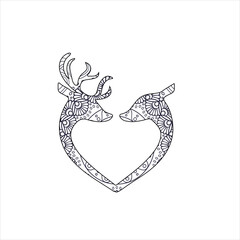 Mandala deer coloring page for kids and adult
