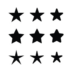 Fototapeta premium Star icons set, various five pointed black isolated stars, vector illustration.