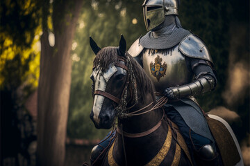 knight riding a horse Generative AI - obrazy, fototapety, plakaty