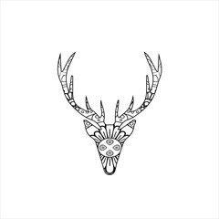 Mandala deer coloring page for kids and adult