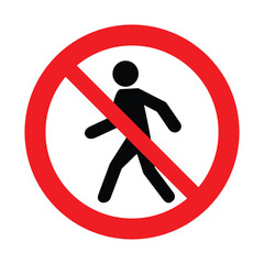 No access for pedestrians prohibition sign, vector illustration