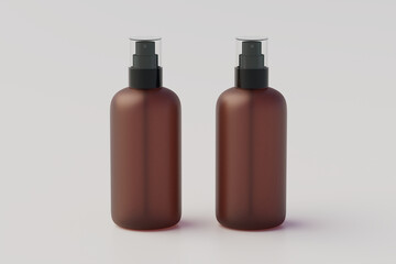 Minimal concept. Multiple Spray Bottle Mockup. 3D Illustration