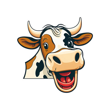 Closeup Cow Sticker Design Generative Ai