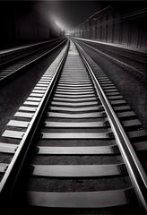 Train Rail Track Black and White Phtography Abstract Wall Art, Contemporary, high quality, posters, Printable decor, living room, minimalist, painting prints, office gift, modern, Generative AI