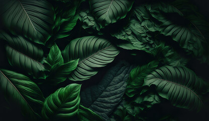 Fototapeta na wymiar jungle forest green fern leaf background, generative ai