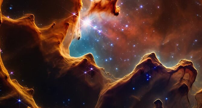 deep space universe jwst animation hubble nebula clouds zooming animation 3D