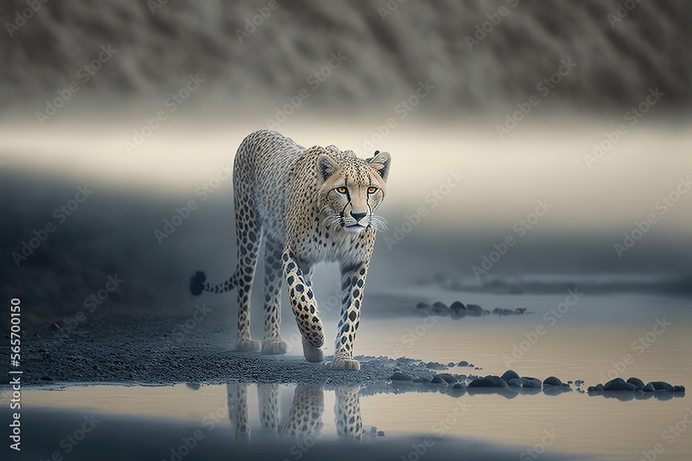 Wall mural Leopard Stock Photo, Wildlife Photography, Generative Ai