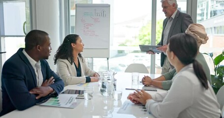 Ready, arriving and businessman walking into a meeting, conference or seminar with employees. Walk, prepared and manager entering a boardroom with business people for a strategy workshop at work
