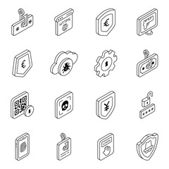 Pack of Cybersecurity Linear Icons 

