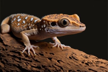 Closeup Gecko on Rock. Macro Photography