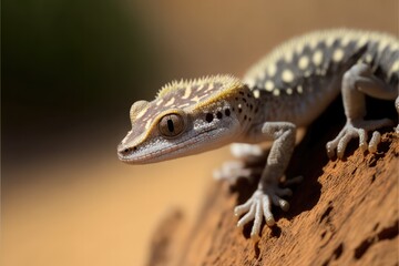 Obraz premium Closeup Gecko on Rock. Macro Photography