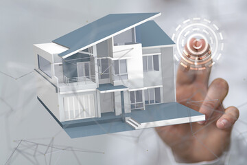 home choice Big data and artificial intelligence concept. Machine learning and cyber mind...