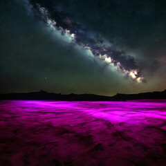 Fototapeta na wymiar Abstract space star nebula purple model landscape render
