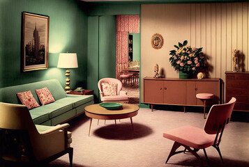 1950s Living Room. Interior Design