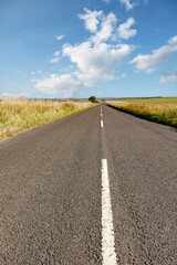 tarmac road leading into the distance, vertical format