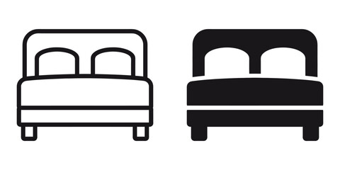 ofvs314 OutlineFilledVectorSign ofvs - double bed vector icon . bedroom sign . bedding . isolated transparent . black outline and filled version . AI 10 / EPS 10 / PNG . g11654
